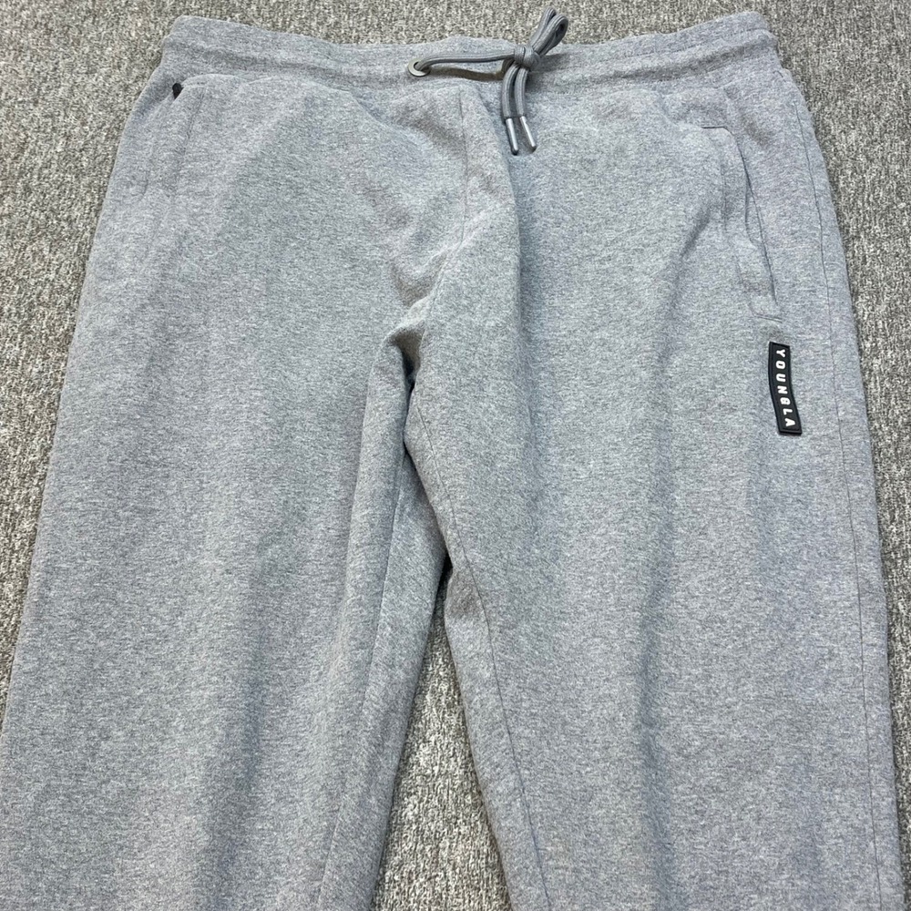 YOUNGLA Jogger Sweatpants Mens X-Large Grey Cotton Zipper Ankle Athletic